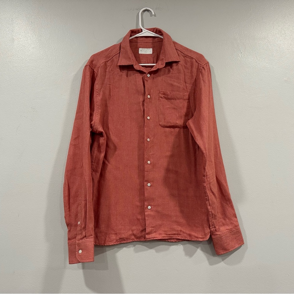 BOGA Red White Button Down Shirt Medium M
